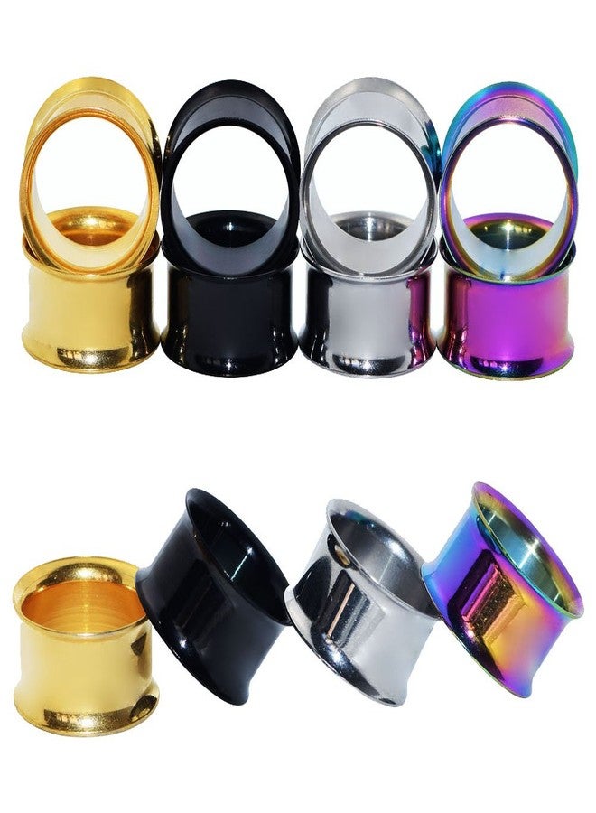 Qmcandy 4 Pairs Stainless Steel Double Twin Flare Flesh Tunnel Ear Plug Gauges 00g - Image 1